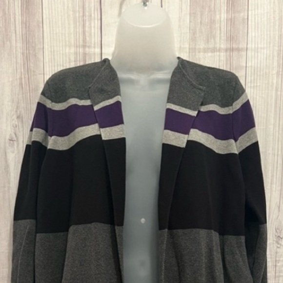 Calvin Klein Striped Open Front Cardigan Sweater Size Medium - Picture 3 of 7